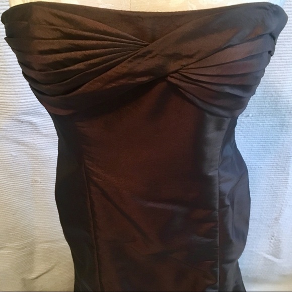 Amsale Mermaid Metallic Brown Strapless Ball Gown - Picture 3 of 8